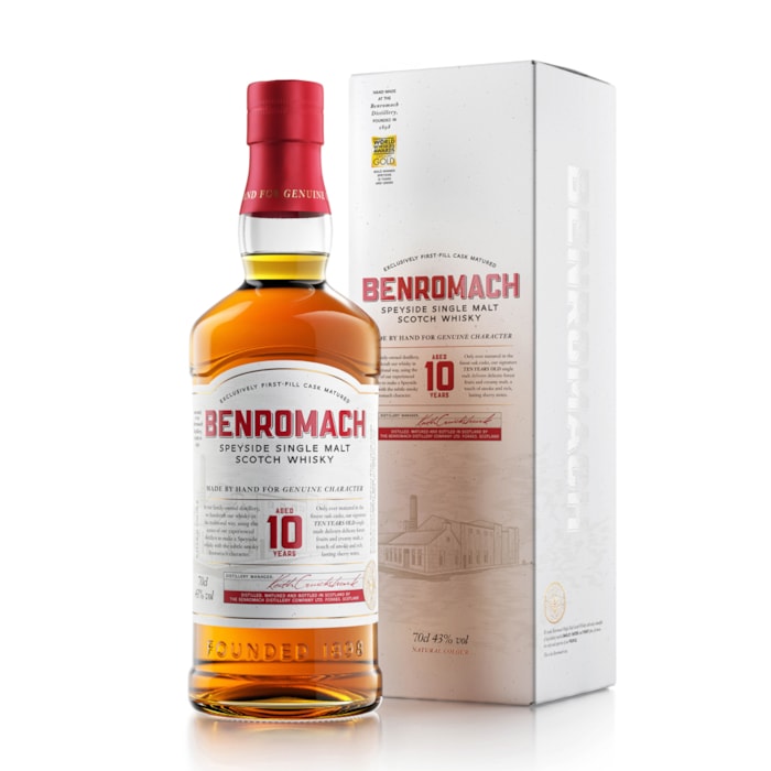 ვისკი Benromach Speyside Single Malt Scotch 10 Y.O. (ყუთით) 43% - 0.7ლ