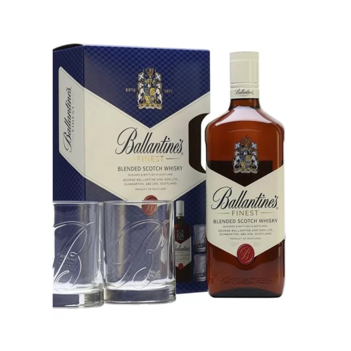 ვისკი Ballantines Finest Blended Scotch 40% (+2 ჭიქა) - 0.7ლ