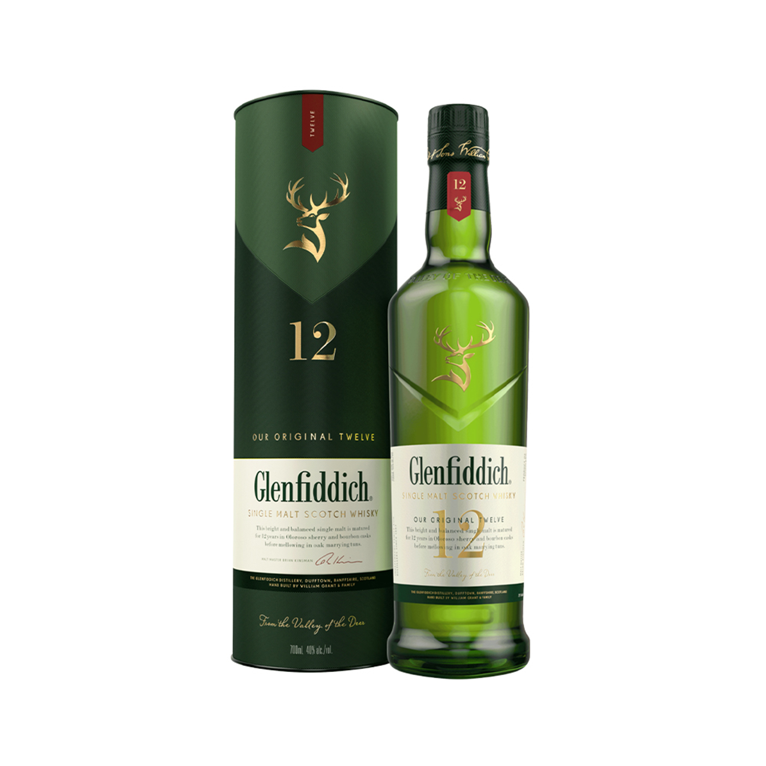ვისკი Glenfiddich Single Malt Scotch 12 Y.O. (ყუთით) 40% - 0.7ლ