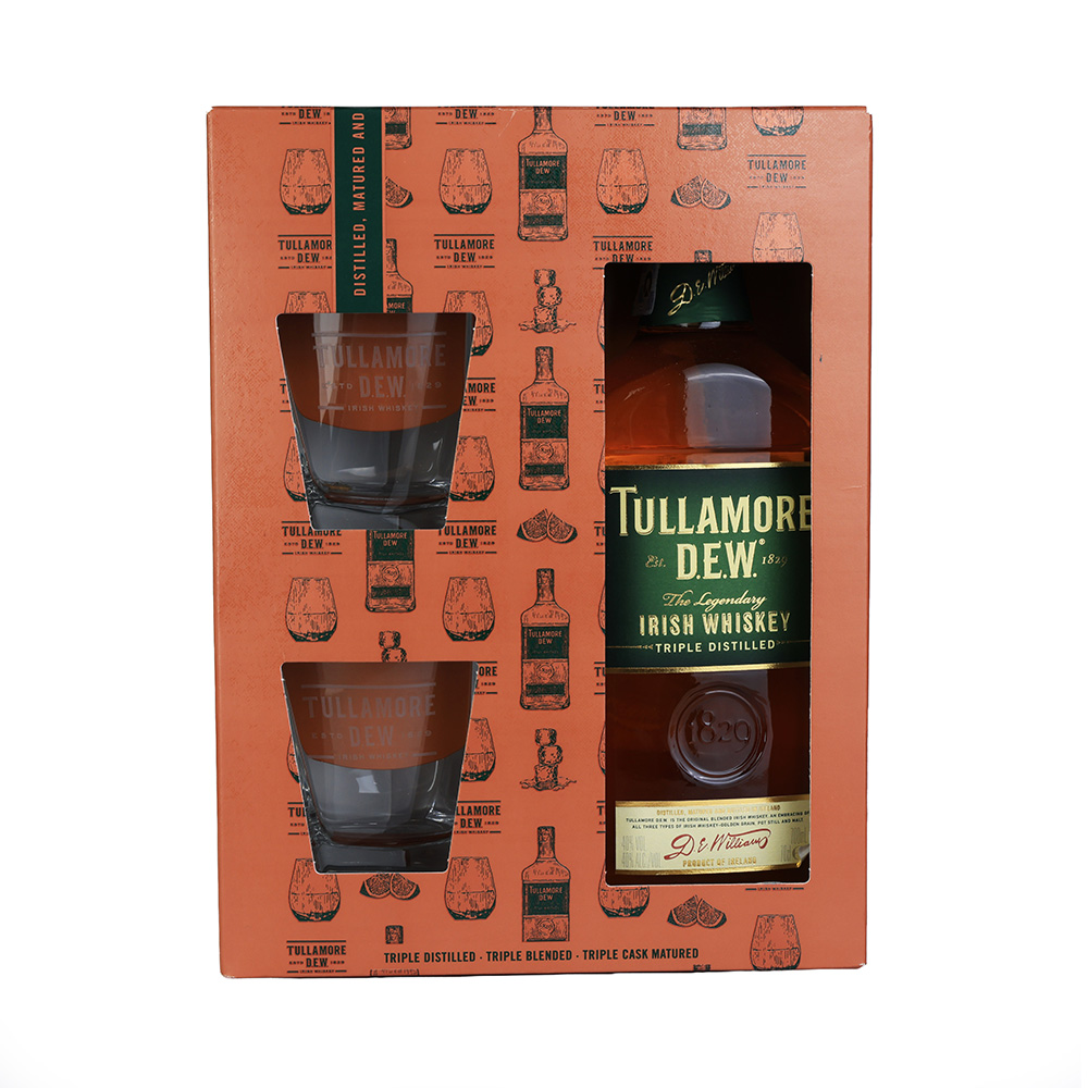 ვისკი Tullamore Dew Triple Distilled 40% (+2 ჭიქა) - 0.7ლ