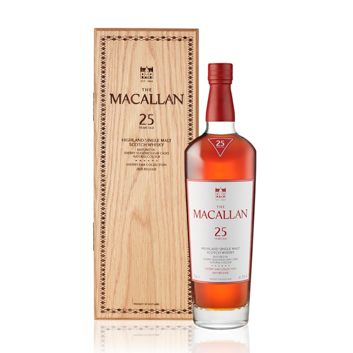 ვისკი The Macallan 25 Y.O. Sherry Oak (ყუთით) 43% - 0.7ლ