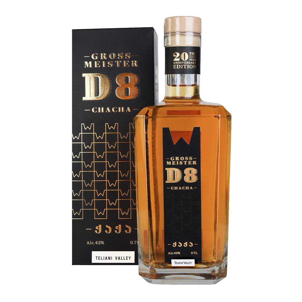 ჭაჭა Gross Meister D8 მუხაში დავარგებული (ყუთით) 42% - 0.7ლ