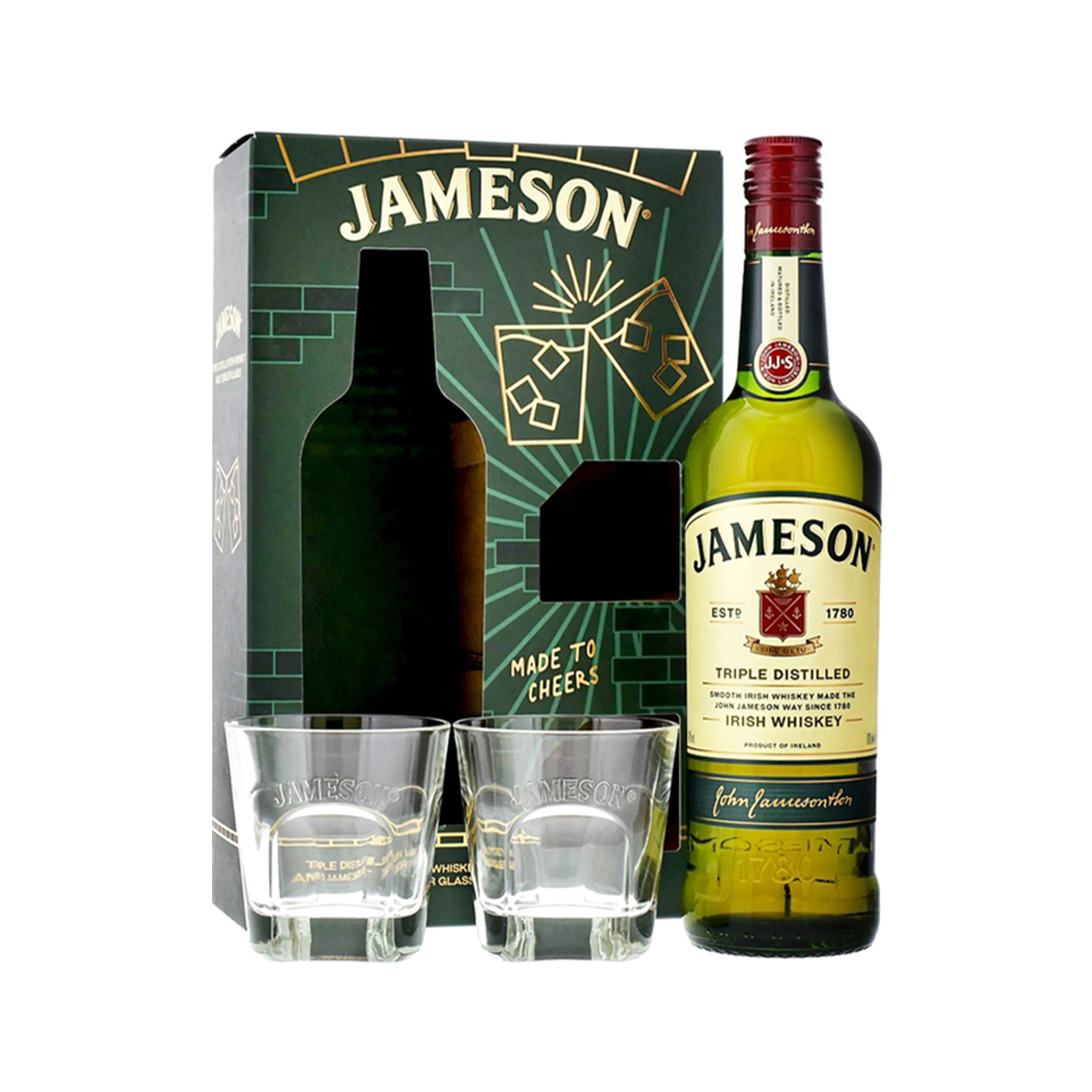 ვისკი John Jameson Triple Distilled 40% (+2 ჭიქა) - 0.7ლ