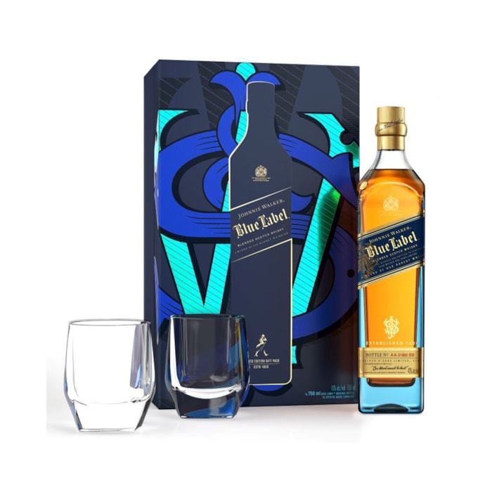 ვისკი Johnnie Walker Blue Label 40% (+2ჭიქა) - 0.7ლ