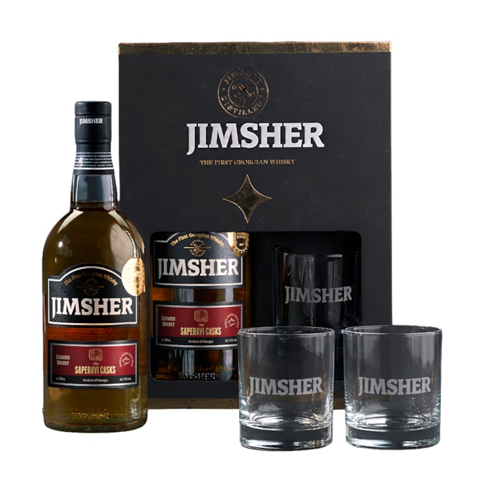 ვისკი Jimsher საფერავის კასრი 40% (+2 ჭიქა) - 0.7ლ